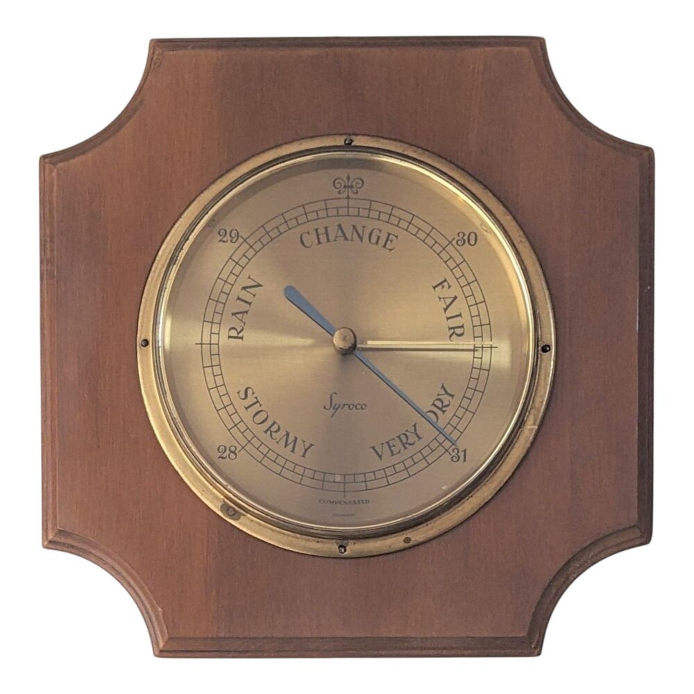 Syroco Compensated Barometer Home Décor Wood Brass Frame German Made Tested